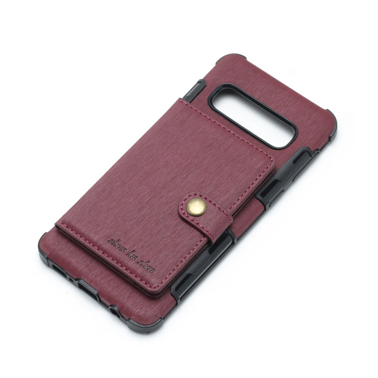 For Galaxy S10e Brushed Texture Shockproof PU + TPU Case, with Card Slots & Wallet & Photo Frame
