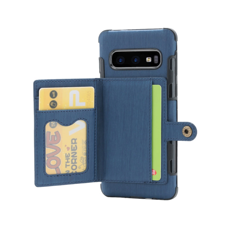 For Galaxy S10e Brushed Texture Shockproof PU + TPU Case, with Card Slots & Wallet & Photo Frame