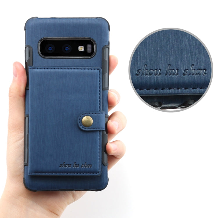 For Galaxy S10e Brushed Texture Shockproof PU + TPU Case, with Card Slots & Wallet & Photo Frame