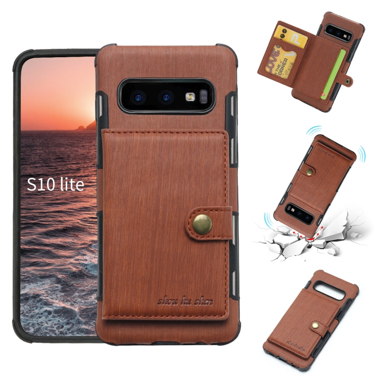 For Galaxy S10e Brushed Texture Shockproof PU + TPU Case, with Card Slots & Wallet & Photo Frame