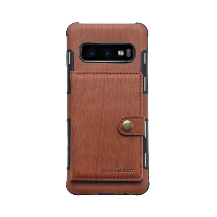 For Galaxy S10e Brushed Texture Shockproof PU + TPU Case, with Card Slots & Wallet & Photo Frame