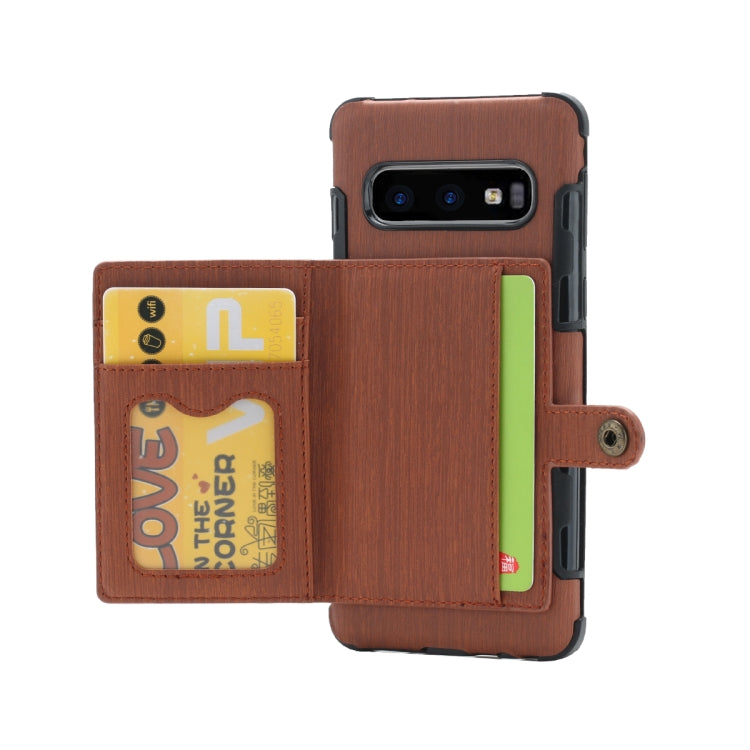 For Galaxy S10e Brushed Texture Shockproof PU + TPU Case, with Card Slots & Wallet & Photo Frame