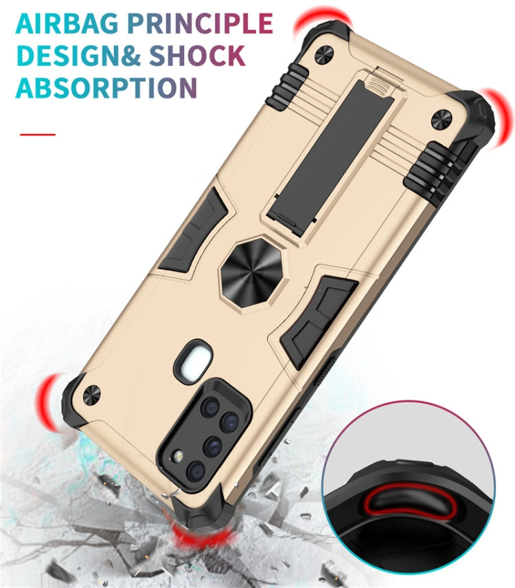 For Samsung Galaxy A21s Shockproof TPU + PC Protective Case with Invisible Holder