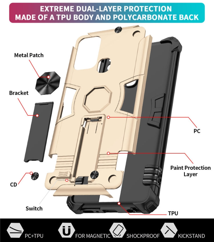 For Samsung Galaxy A21s Shockproof TPU + PC Protective Case with Invisible Holder