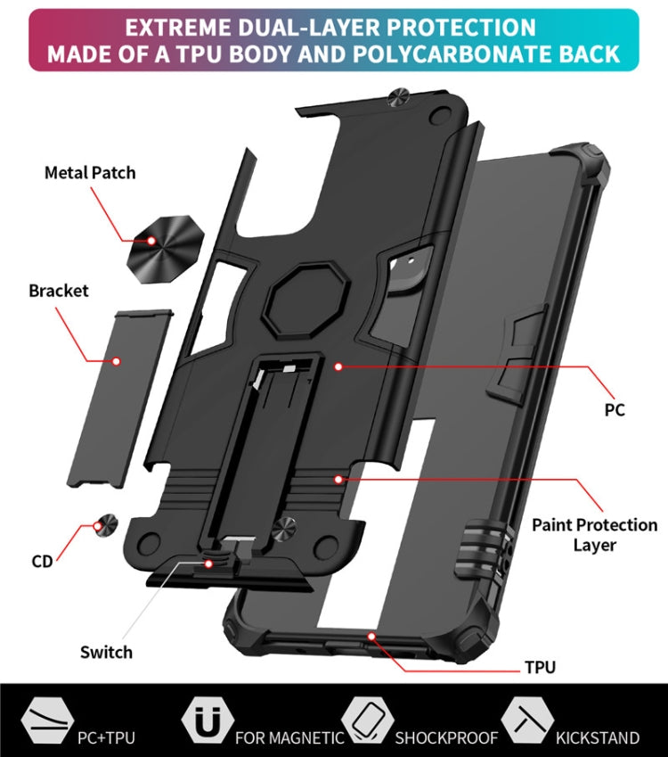 For Samsung Galaxy Note20 Shockproof TPU + PC Protective Case with Invisible Holder