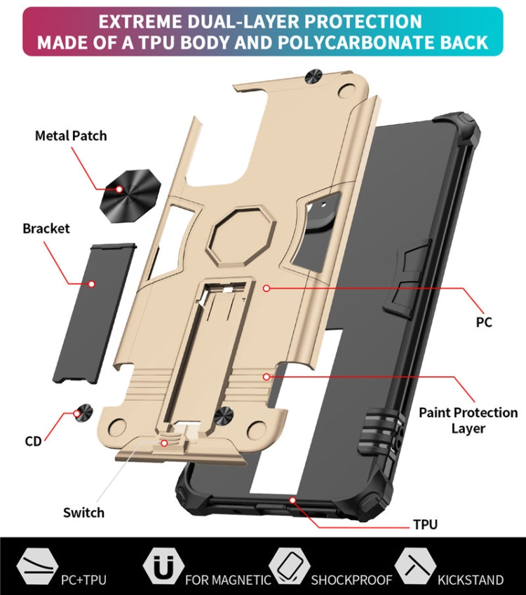 For Samsung Galaxy Note20 Shockproof TPU + PC Protective Case with Invisible Holder