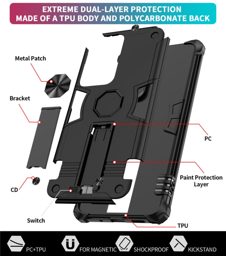 For Samsung Galaxy Note20 Ultra Shockproof TPU + PC Protective Case with Invisible Holder