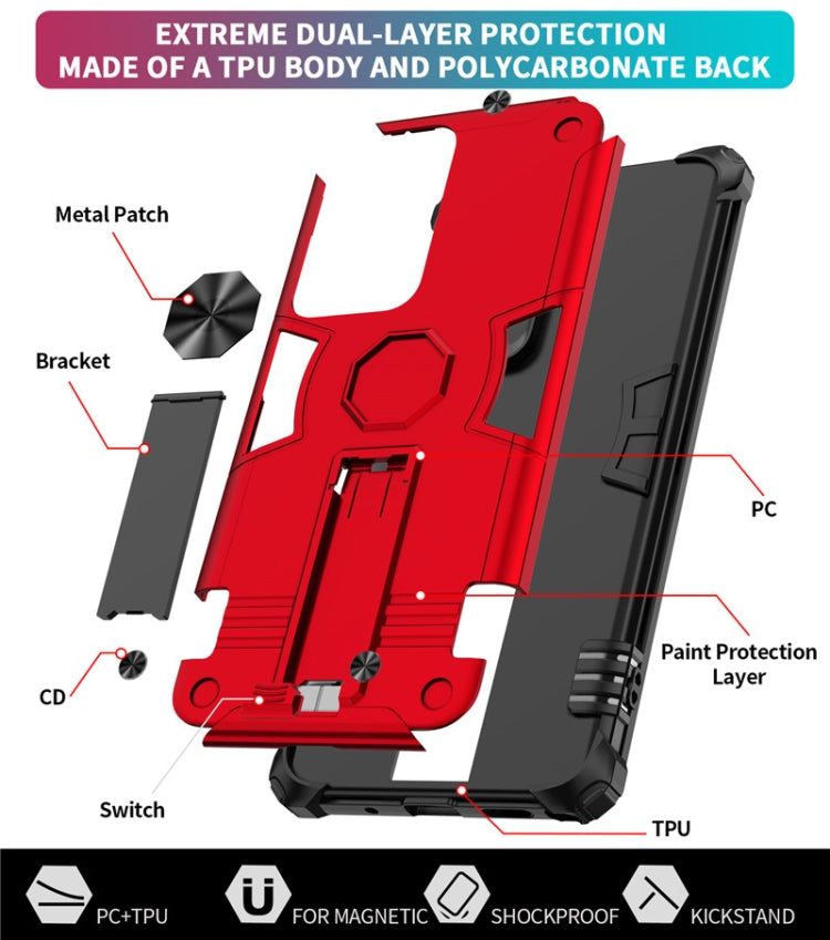For Samsung Galaxy Note20 Ultra Shockproof TPU + PC Protective Case with Invisible Holder