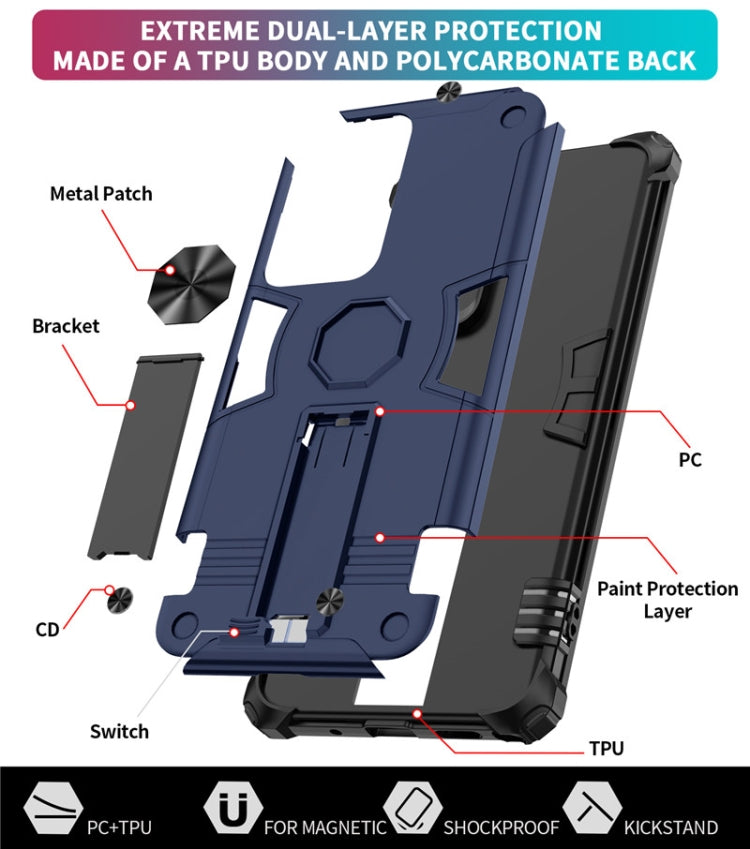 For Samsung Galaxy Note20 Ultra Shockproof TPU + PC Protective Case with Invisible Holder