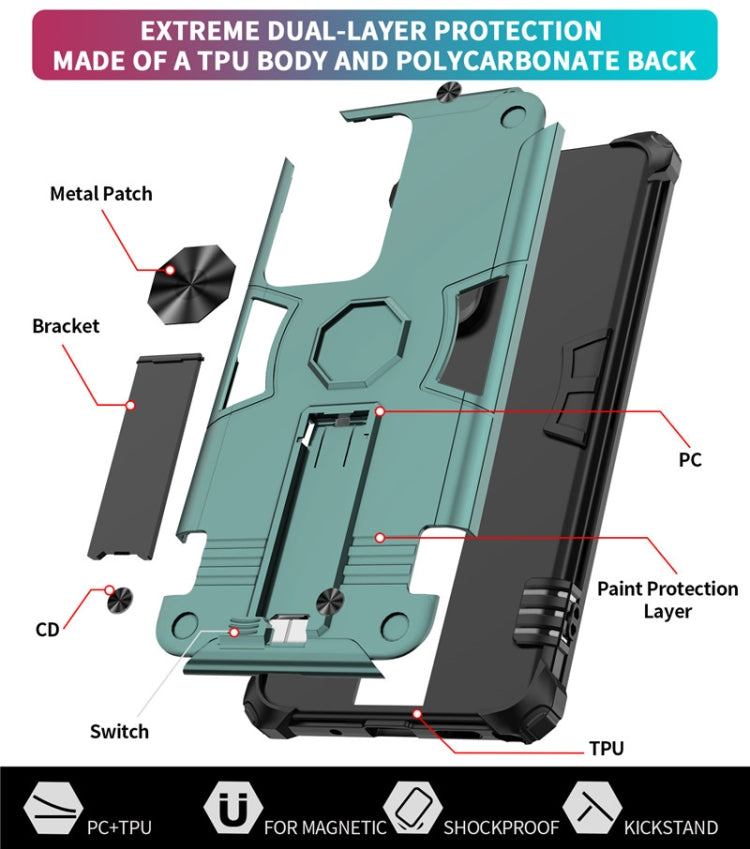 For Samsung Galaxy Note20 Ultra Shockproof TPU + PC Protective Case with Invisible Holder
