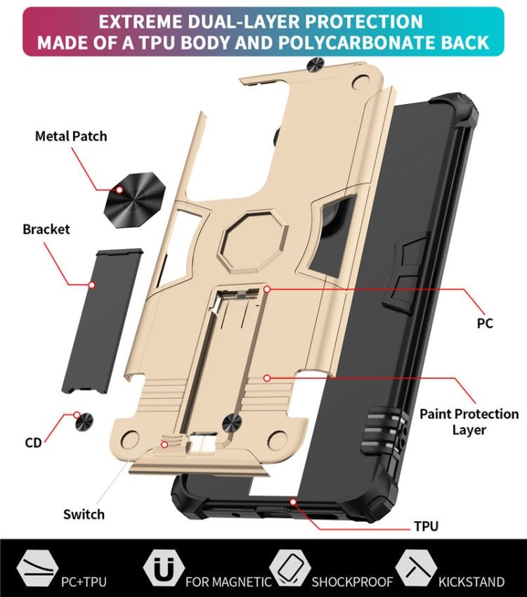 For Samsung Galaxy Note20 Ultra Shockproof TPU + PC Protective Case with Invisible Holder
