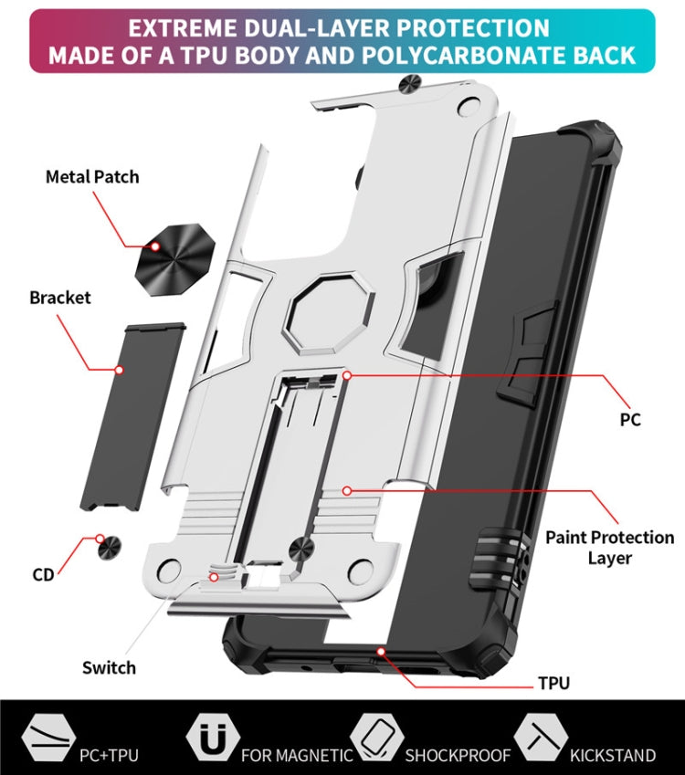 For Samsung Galaxy Note20 Ultra Shockproof TPU + PC Protective Case with Invisible Holder