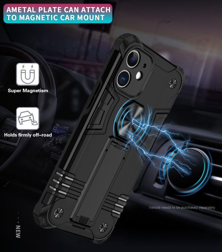 For iPhone 12 Shockproof TPU + PC Protective Case with Invisible Holder