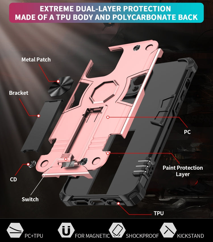 For iPhone 12 Shockproof TPU + PC Protective Case with Invisible Holder