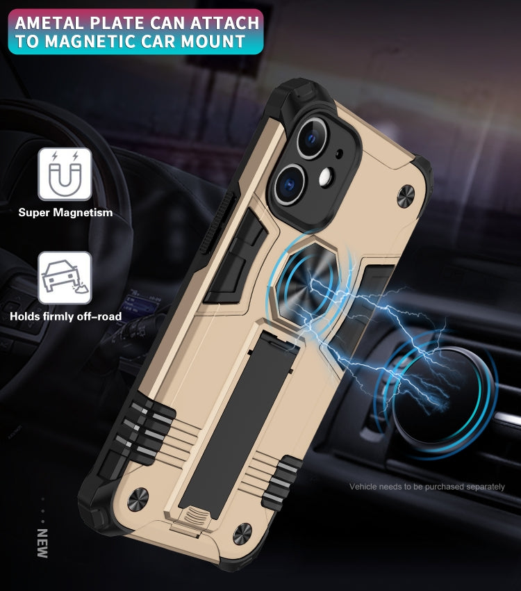 For iPhone 12 Shockproof TPU + PC Protective Case with Invisible Holder