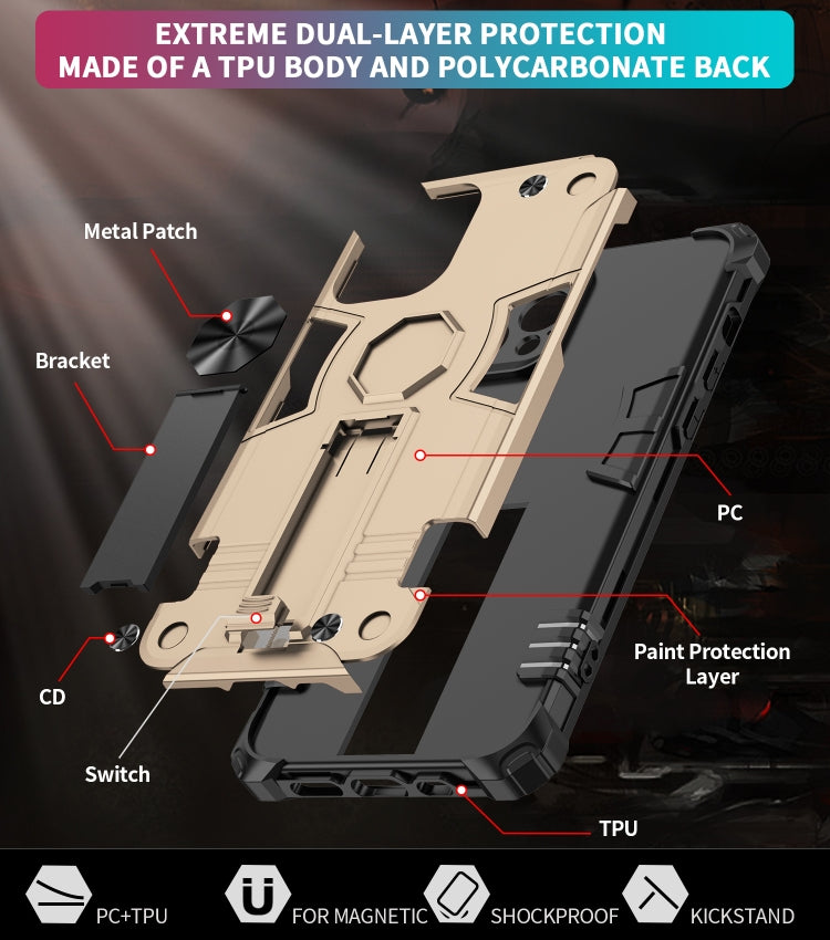 For iPhone 12 Shockproof TPU + PC Protective Case with Invisible Holder