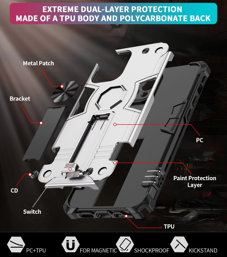 For iPhone 12 Shockproof TPU + PC Protective Case with Invisible Holder