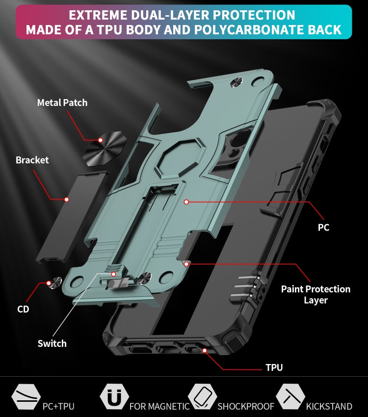 For iPhone 12 Pro Shockproof TPU + PC Protective Case with Invisible Holder