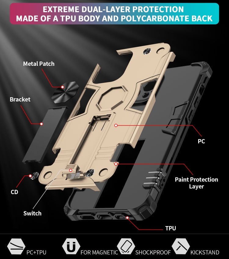 For iPhone 12 Pro Shockproof TPU + PC Protective Case with Invisible Holder