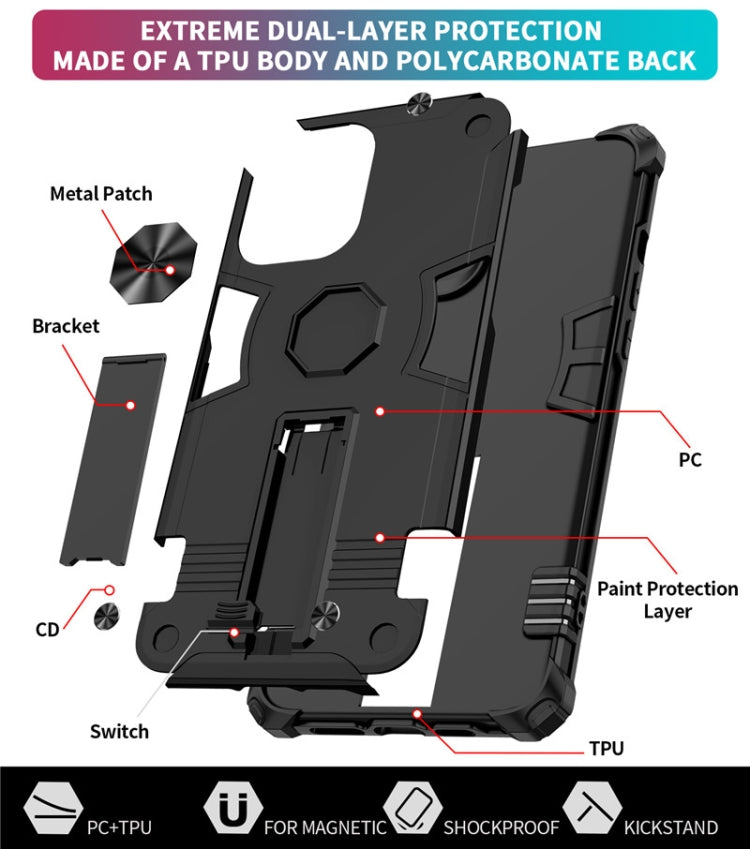 For iPhone 12 Pro Max Shockproof TPU + PC Protective Case with Invisible Holder