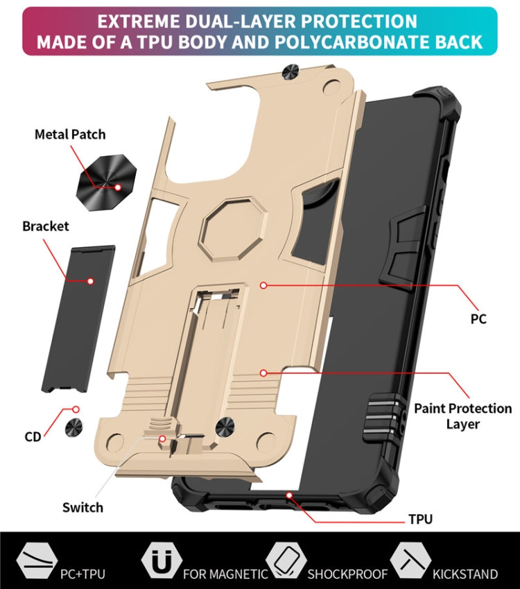 For iPhone 12 Pro Max Shockproof TPU + PC Protective Case with Invisible Holder