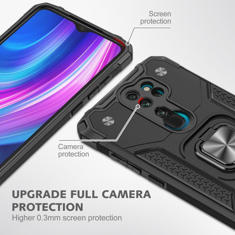 For Xiaomi Redmi Note 8 Pro Magnetic Armor Shockproof TPU + PC Case with Metal Ring Holder