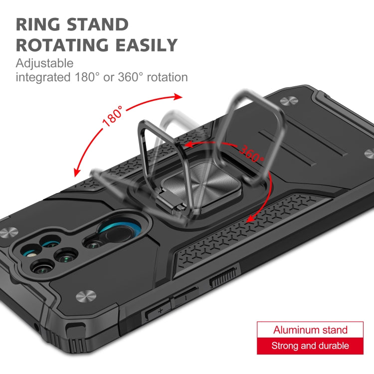 For Xiaomi Redmi Note 8 Pro Magnetic Armor Shockproof TPU + PC Case with Metal Ring Holder