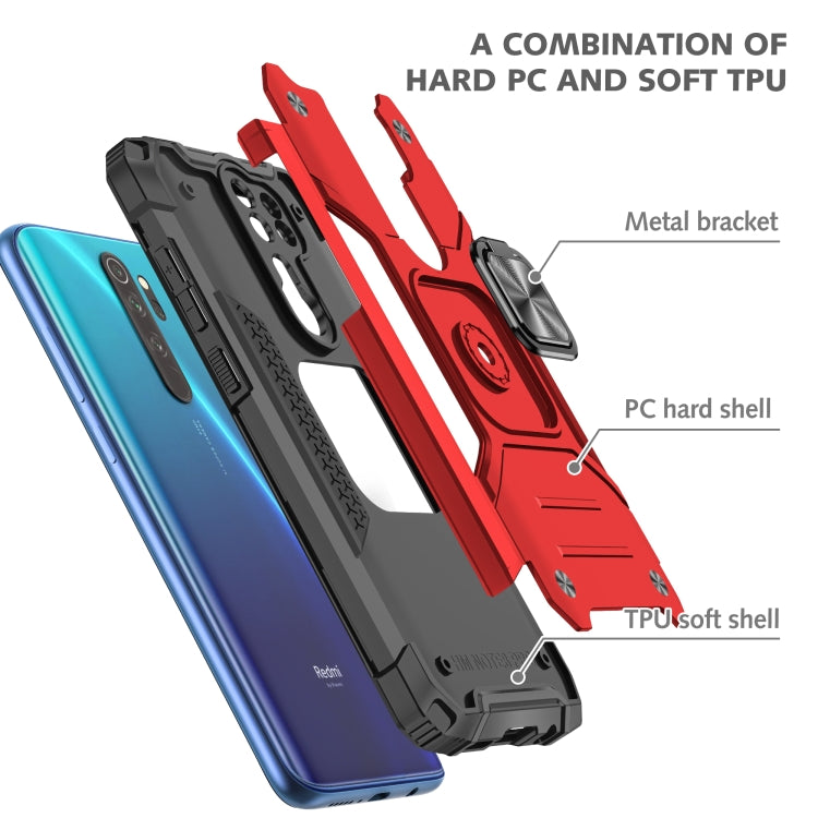 For Xiaomi Redmi Note 8 Pro Magnetic Armor Shockproof TPU + PC Case with Metal Ring Holder