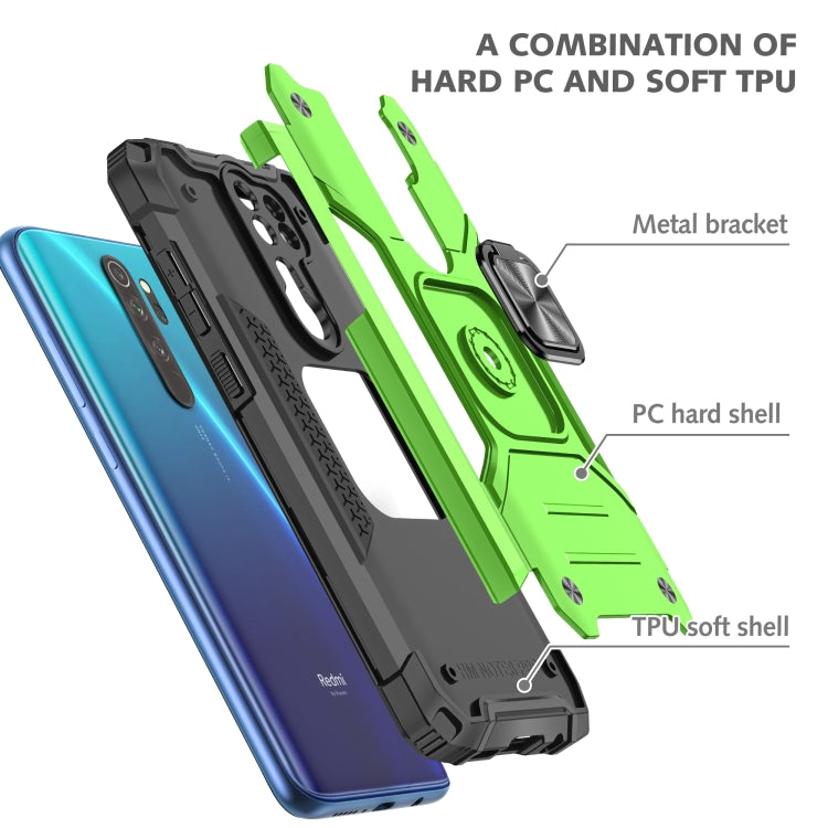 For Xiaomi Redmi Note 8 Pro Magnetic Armor Shockproof TPU + PC Case with Metal Ring Holder