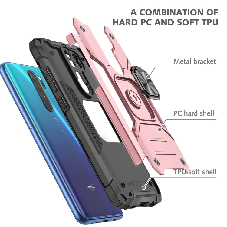 For Xiaomi Redmi Note 8 Pro Magnetic Armor Shockproof TPU + PC Case with Metal Ring Holder