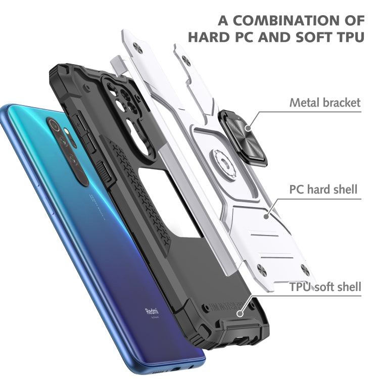 For Xiaomi Redmi Note 8 Pro Magnetic Armor Shockproof TPU + PC Case with Metal Ring Holder