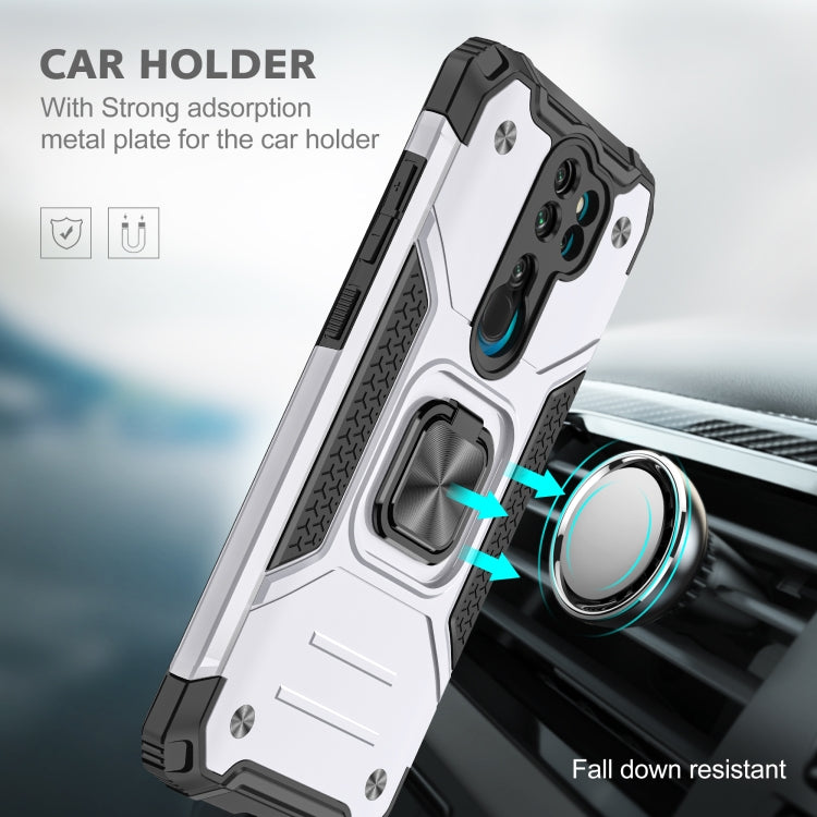 For Xiaomi Redmi Note 8 Pro Magnetic Armor Shockproof TPU + PC Case with Metal Ring Holder