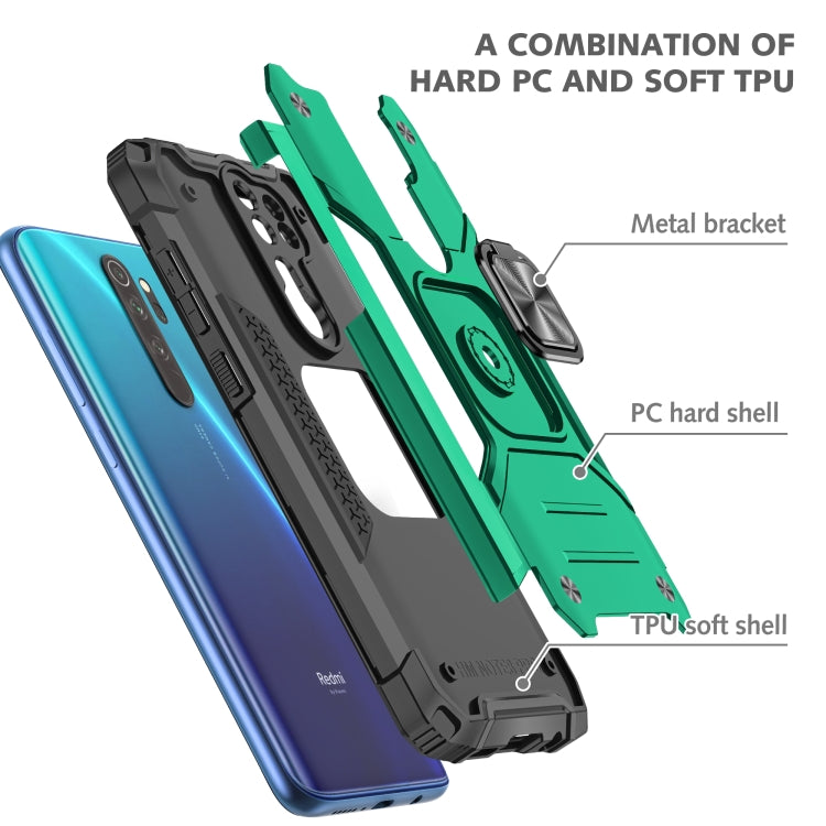 For Xiaomi Redmi Note 8 Pro Magnetic Armor Shockproof TPU + PC Case with Metal Ring Holder