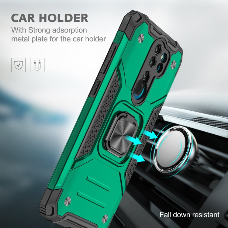 For Xiaomi Redmi Note 8 Pro Magnetic Armor Shockproof TPU + PC Case with Metal Ring Holder