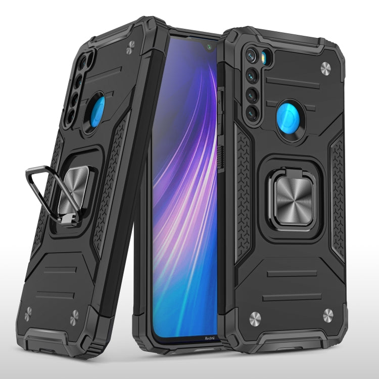 For Xiaomi Redmi Note 8 Magnetic Armor Shockproof TPU + PC Case with Metal Ring Holder