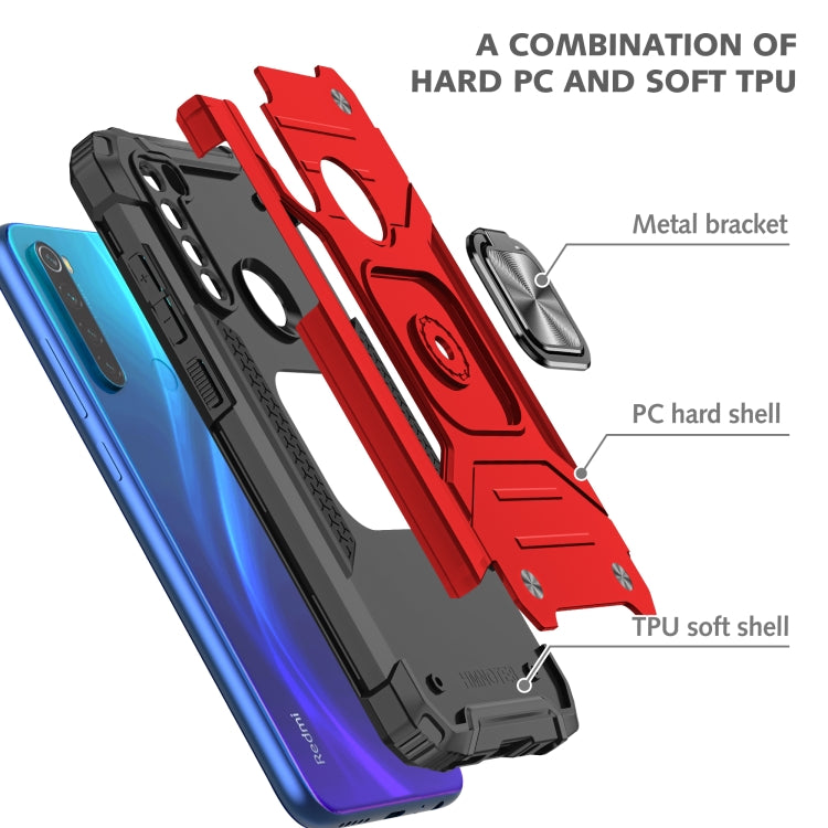 For Xiaomi Redmi Note 8 Magnetic Armor Shockproof TPU + PC Case with Metal Ring Holder