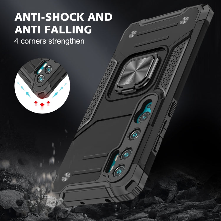 For Xiaomi Mi CC9 Pro Magnetic Armor Shockproof TPU + PC Case with Metal Ring Holder