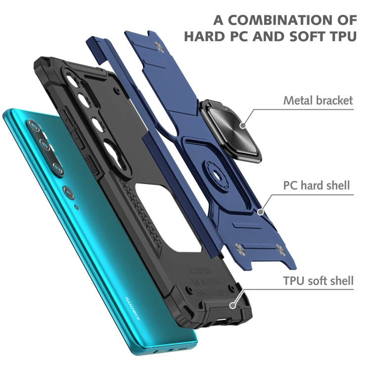 For Xiaomi Mi CC9 Pro Magnetic Armor Shockproof TPU + PC Case with Metal Ring Holder