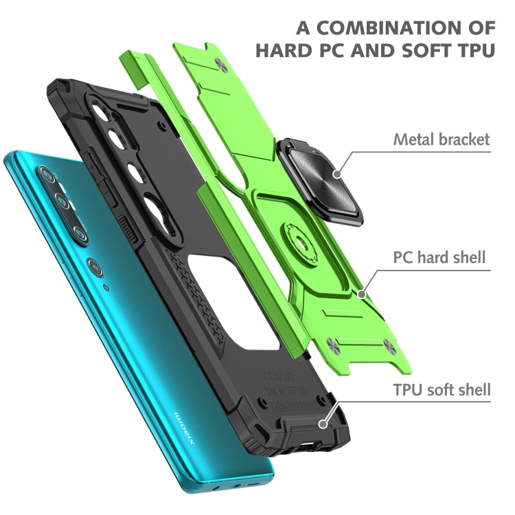 For Xiaomi Mi CC9 Pro Magnetic Armor Shockproof TPU + PC Case with Metal Ring Holder