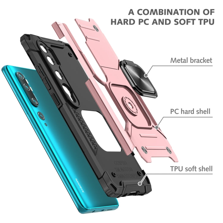 For Xiaomi Mi CC9 Pro Magnetic Armor Shockproof TPU + PC Case with Metal Ring Holder