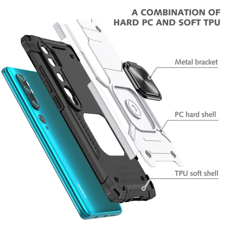 For Xiaomi Mi CC9 Pro Magnetic Armor Shockproof TPU + PC Case with Metal Ring Holder