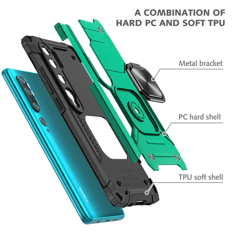 For Xiaomi Mi CC9 Pro Magnetic Armor Shockproof TPU + PC Case with Metal Ring Holder