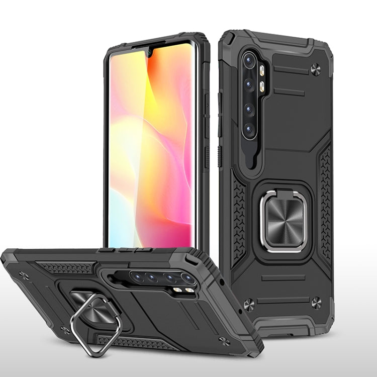 For Xiaomi Note 10 Lite Magnetic Armor Shockproof TPU + PC Case with Metal Ring Holder