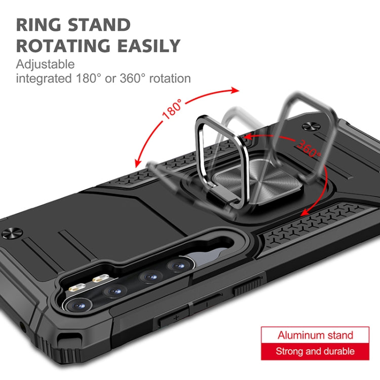 For Xiaomi Note 10 Lite Magnetic Armor Shockproof TPU + PC Case with Metal Ring Holder