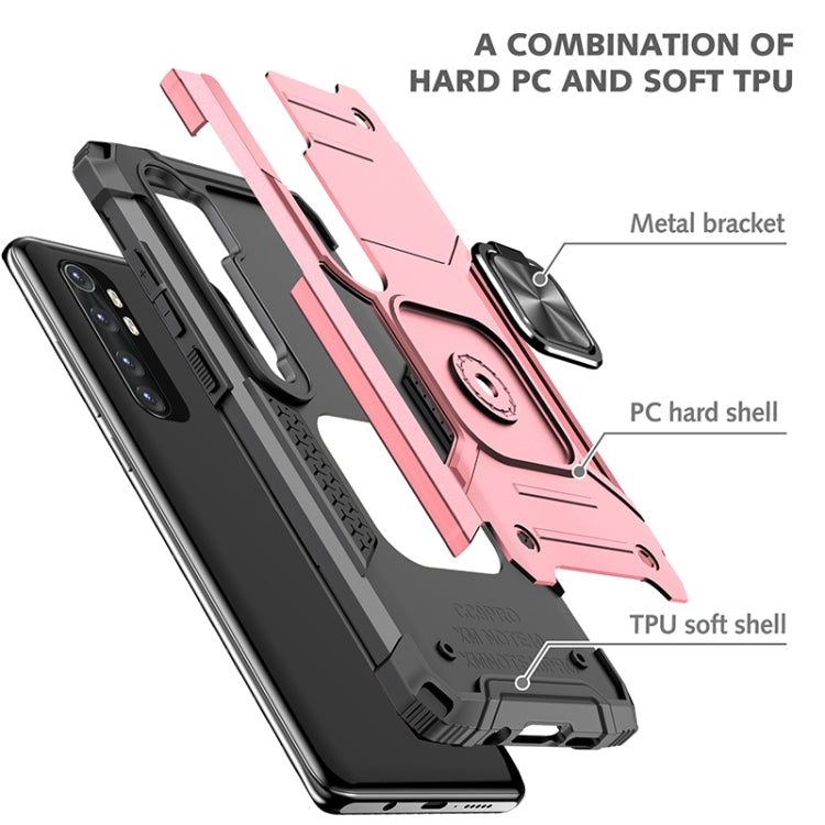 For Xiaomi Note 10 Lite Magnetic Armor Shockproof TPU + PC Case with Metal Ring Holder