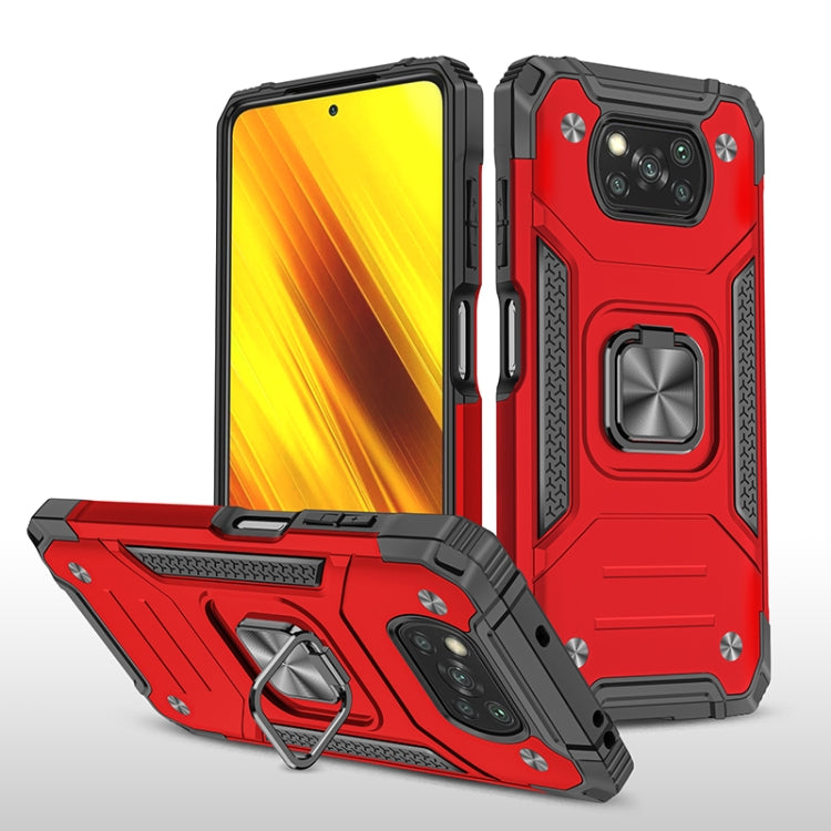 For Xiaomi Poco X3 Magnetic Armor Shockproof TPU + PC Case with Metal Ring Holder