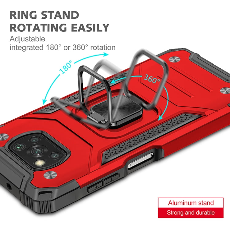 For Xiaomi Poco X3 Magnetic Armor Shockproof TPU + PC Case with Metal Ring Holder