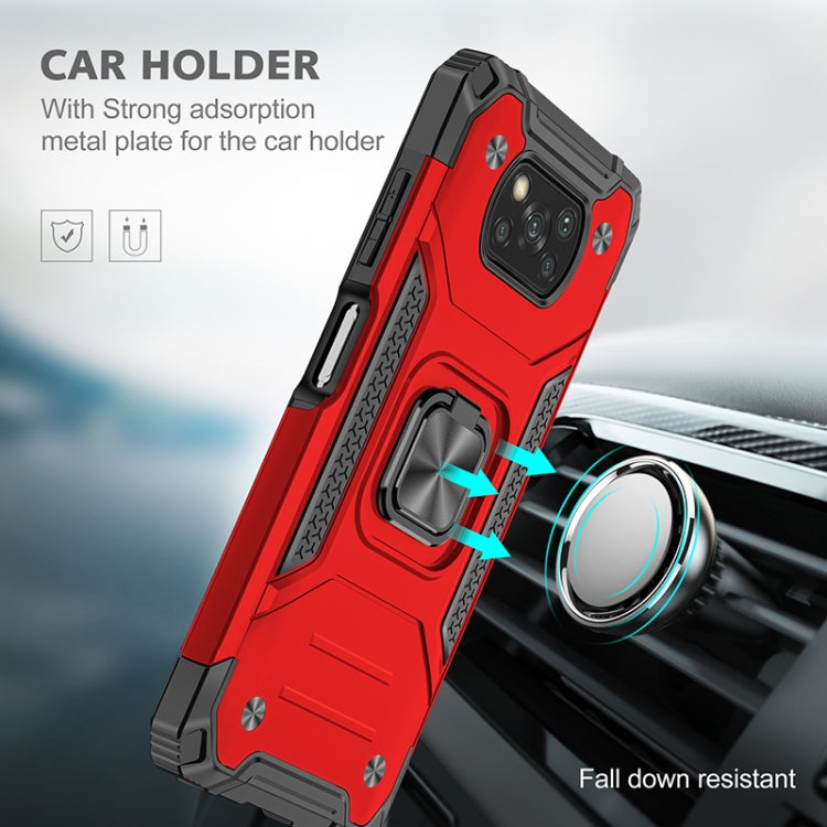 For Xiaomi Poco X3 Magnetic Armor Shockproof TPU + PC Case with Metal Ring Holder