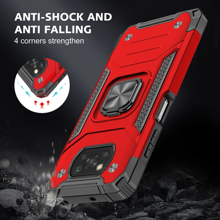 For Xiaomi Poco X3 Magnetic Armor Shockproof TPU + PC Case with Metal Ring Holder