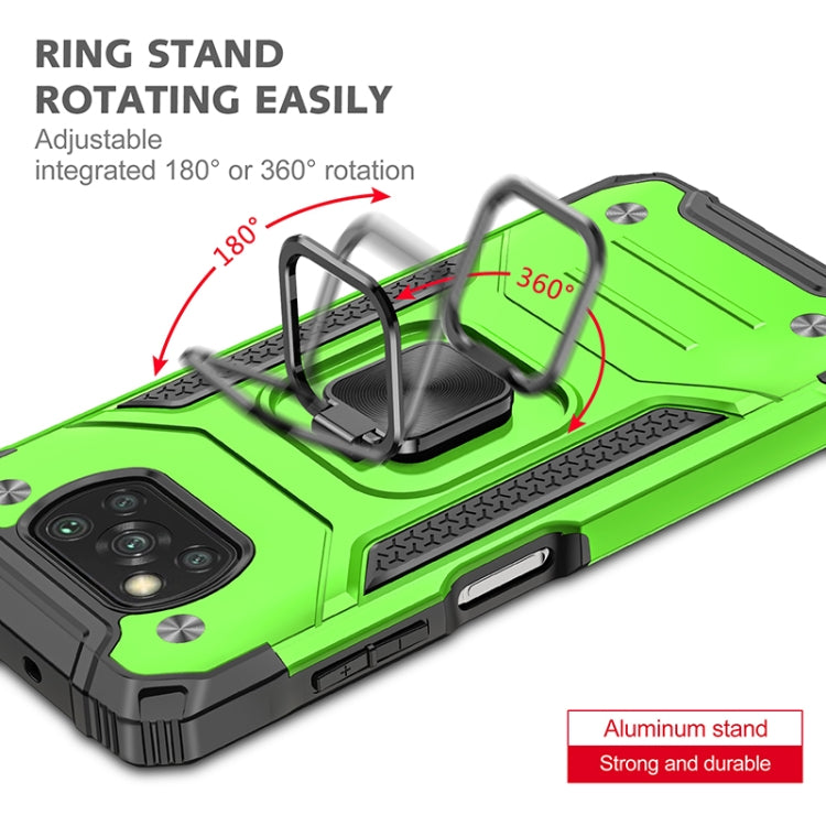 For Xiaomi Poco X3 Magnetic Armor Shockproof TPU + PC Case with Metal Ring Holder